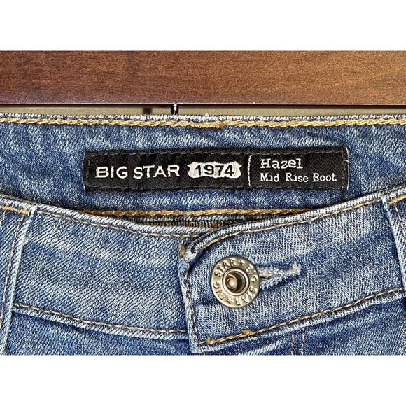 Big Star Womens 1974 Hazel Mid Rise Boot Jeans Cut-off Size 28 - Picture 2 of 10